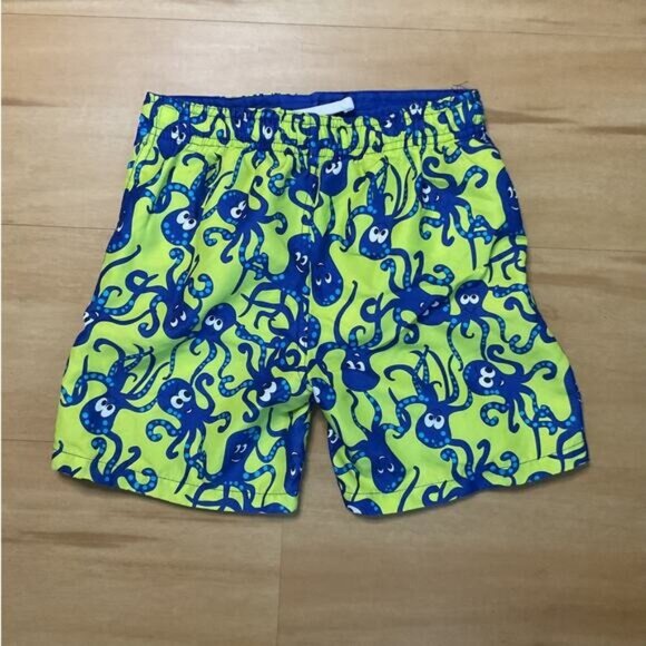 Lily & Dan Green Blue Octopus Boys Swim Trunks Shorts 5/6 - Picture 2 of 5